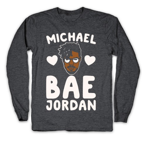 Michael Bae Jordan Parody White Print Longsleeve Tee